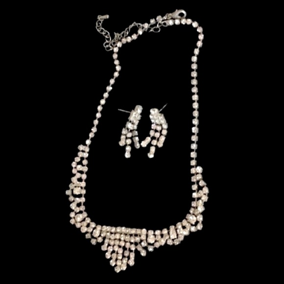 Rhinestone Necklace collar & Earrings Set crystal - Picture 3 of 16